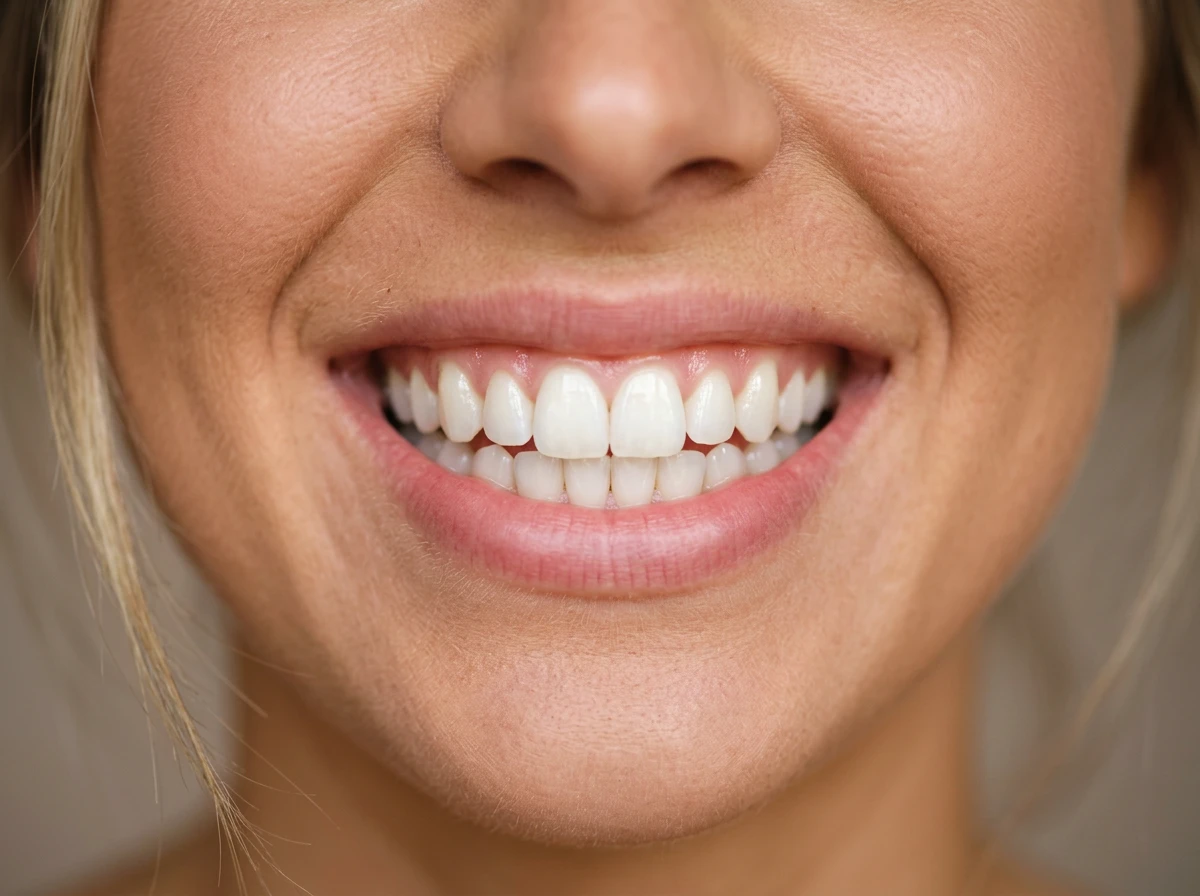Sourire éclatant avec dents parfaitement blanches et alignées